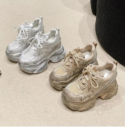 New Chunky Casual Vulcanized Lace Up High Platform Shoes CODE: KAR3420