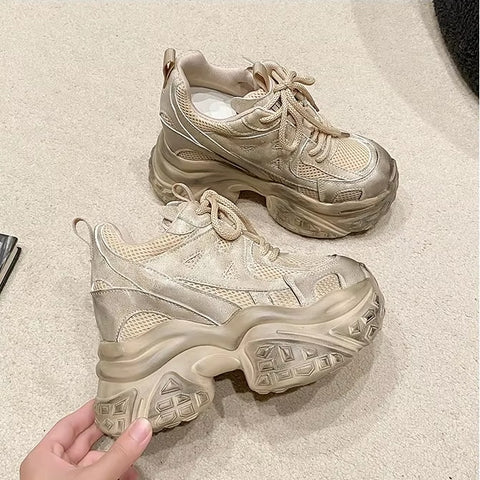 Chunky Casual Vulcanized Lace Up High Platform Shoes SIZE: 34 CODE: READY1388