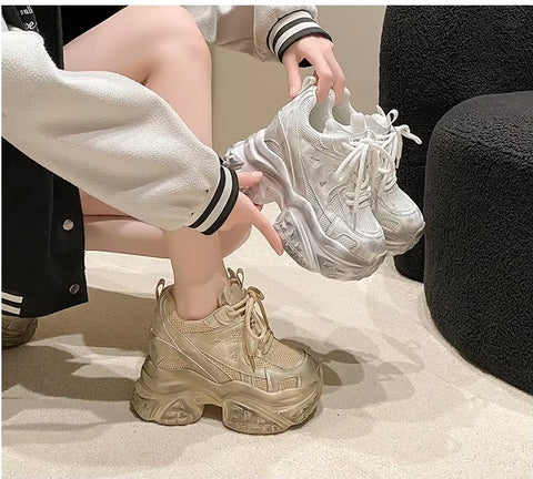 New Chunky Casual Vulcanized Lace Up High Platform Shoes CODE: KAR3420