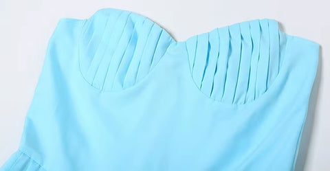 New Sexy Tube Fit And Flare Comfortable Folds Hem Temperament Strapless Dress CODE: KAR3433