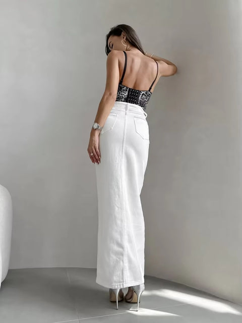 New Elegant High Waist Button Midi Straight Skirt CODE: KAR3445