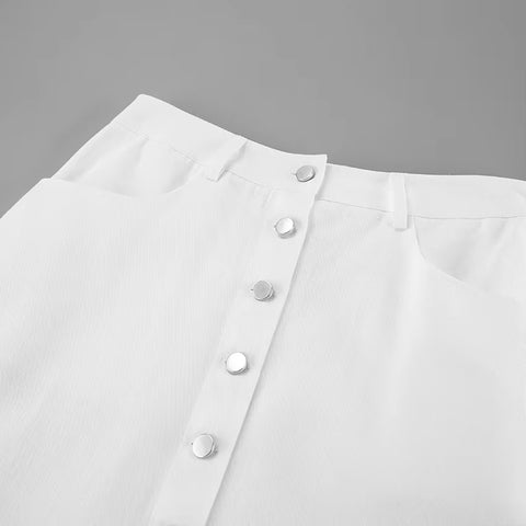 New Elegant High Waist Button Midi Straight Skirt CODE: KAR3445