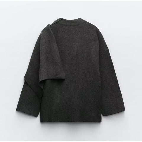 New Autumn Fashion Long Sleeve Loose Cardigan Cape Coat with Scarf CODE: KAR3464