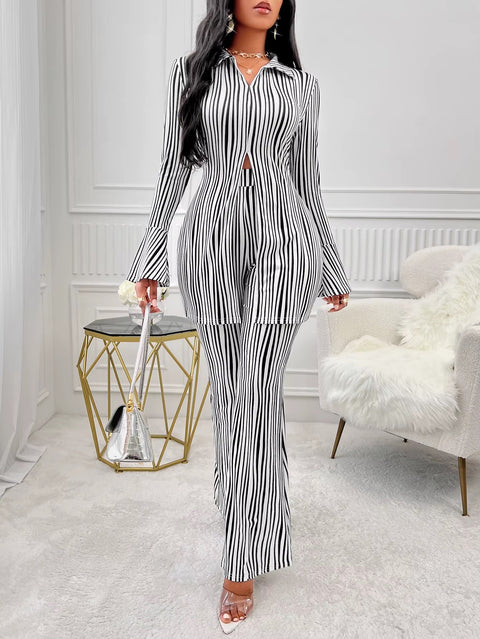 New Summer Autumn Arrival Matching Stripe Two Pieces Set CODE: KAR3467