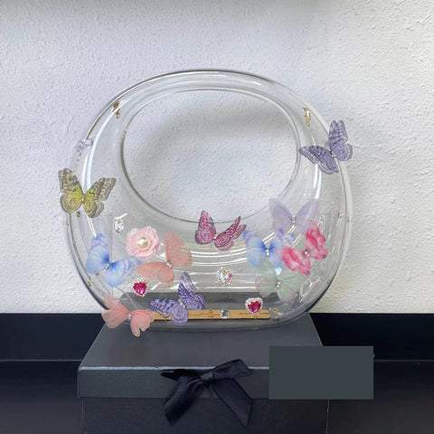 New Designer Butterfly Decoration Clutch Round Handbag CODE: KAR3468