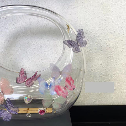 New Designer Butterfly Decoration Clutch Round Handbag CODE: KAR3468