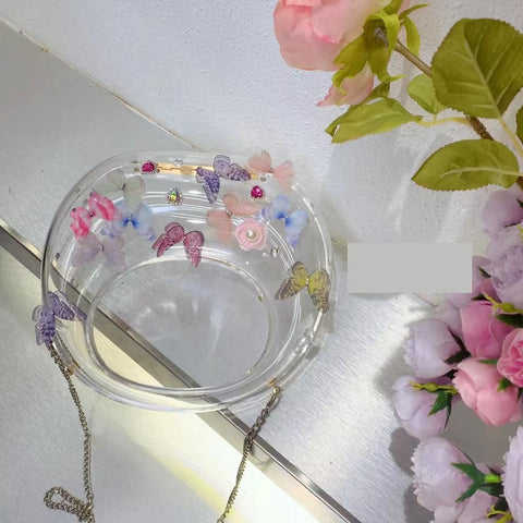 New Designer Butterfly Decoration Clutch Round Handbag CODE: KAR3468