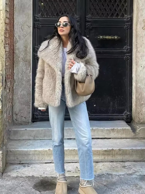 New Autumn Winter Faux Fur Fluffy Jacket CODE: KAR3507