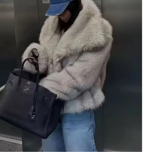 New Autumn Winter Faux Fur Fluffy Jacket CODE: KAR3507