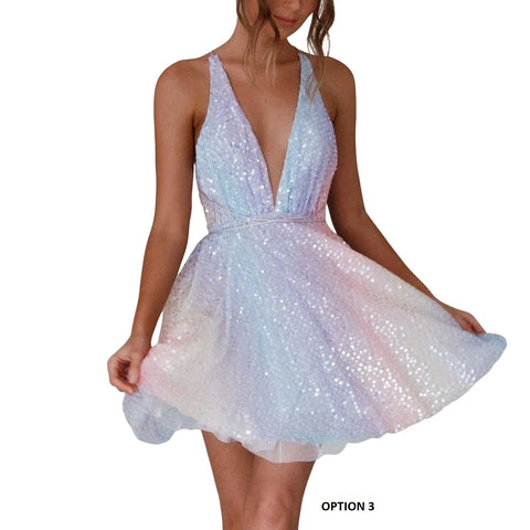 New Sequin Glitter Party Club Fashion Pleated Cocktail Skinny Sexy One Shoulder Suspender Dress CODE: KAR3543