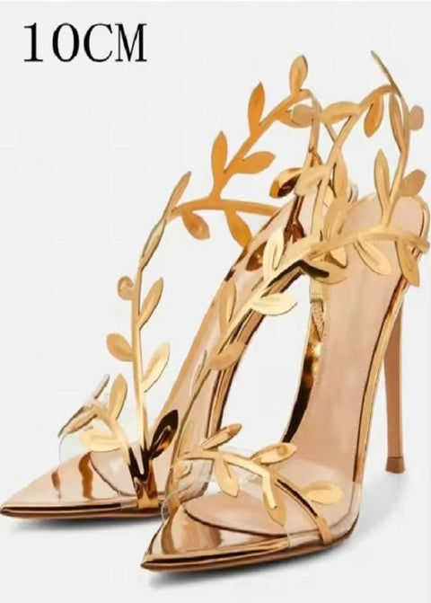 New Fashion Leaf Stiletto Pointed Open Toe High Heels CODE: KAR3549