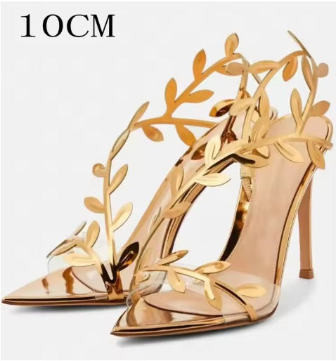 New Fashion Leaf Stiletto Pointed Open Toe High Heels CODE: KAR3549