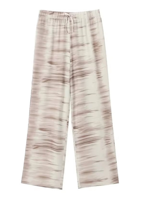 New Summer Fashion Tie-Dye Sexy Backless Hanging Neck Top + Tie Elastic Wide Leg Pant Asymmetric Two Piece Set CODE: KAR3601