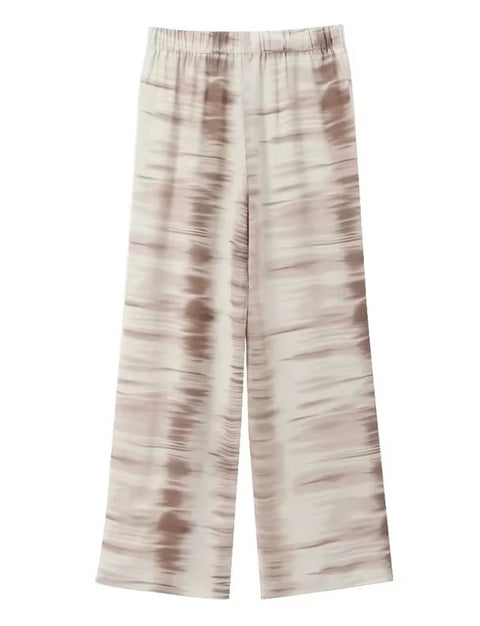New Summer Fashion Tie-Dye Sexy Backless Hanging Neck Top + Tie Elastic Wide Leg Pant Asymmetric Two Piece Set CODE: KAR3601