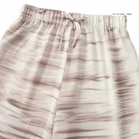 New Summer Fashion Tie-Dye Sexy Backless Hanging Neck Top + Tie Elastic Wide Leg Pant Asymmetric Two Piece Set CODE: KAR3601