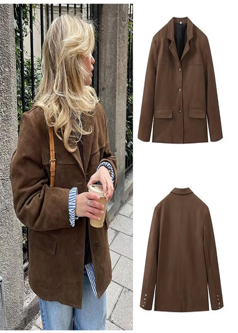 New Autumn Style Loose and Versatile Collar Pocket Long Sleeve Coat CODE: KAR3602