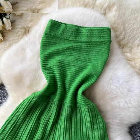 New Fashion Sexy Strapless for Beach Slim Waist Vestidos Solid Pleated Elegant Dress CODE: KAR3605