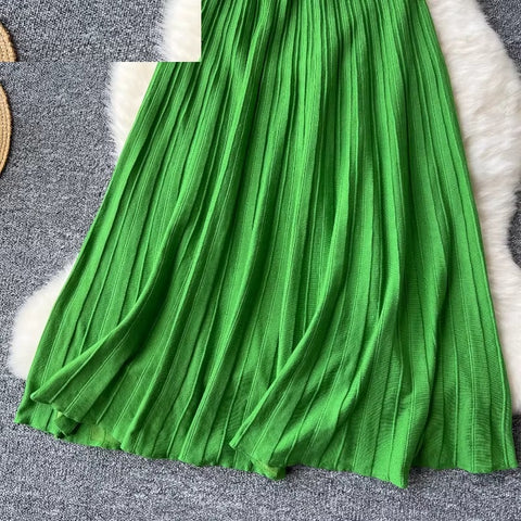 New Fashion Sexy Strapless for Beach Slim Waist Vestidos Solid Pleated Elegant Dress CODE: KAR3605