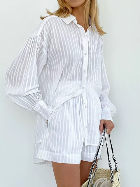Summer Fashion Shirt Shorts Two Piece Elegant Casual Set CODE: KAR3623