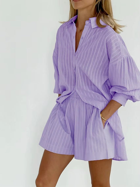 Summer Fashion Shirt Shorts Two Piece Elegant Casual Set CODE: KAR3623