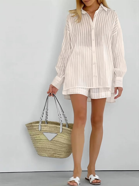 Summer Fashion Shirt Shorts Two Piece Elegant Casual Set CODE: KAR3623