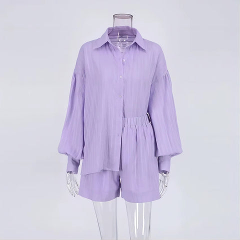 Summer Fashion Shirt Shorts Two Piece Elegant Casual Set CODE: KAR3623