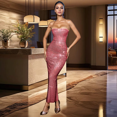 New Floor Length Bodycon Square Collar Prom High Waist Party Dress CODE: KAR3635