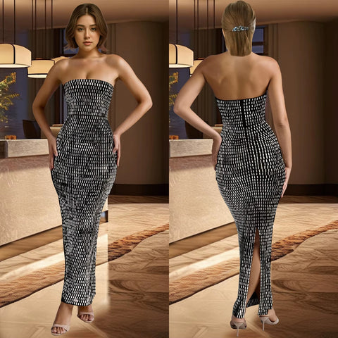 New Floor Length Bodycon Square Collar Prom High Waist Party Dress CODE: KAR3635