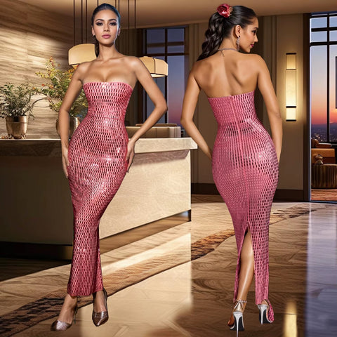 New Floor Length Bodycon Square Collar Prom High Waist Party Dress CODE: KAR3635