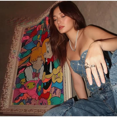 New Fashion Sequins Strapless Slim Glitter Sleeveless Casual Street Versatile Short Top CODE: KAR3636