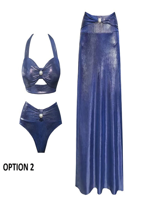 New Summer Sexy Diamond Bikini With Skirt Swimwear Set CODE: KAR3639