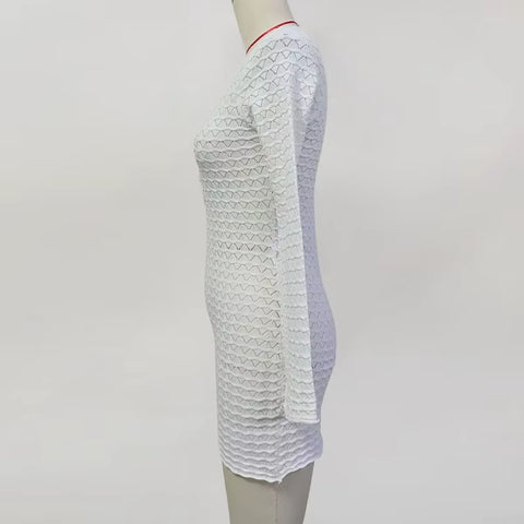 Summer Sexy Crochet V-Neck Long Sleeve Mini Dress CODE: KAR3656