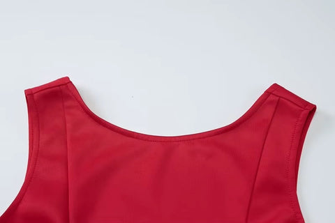 New Elegant Boat Neck Sleeveless High Waist A-line Backless Pleated Short Dress CODE: KAR3676