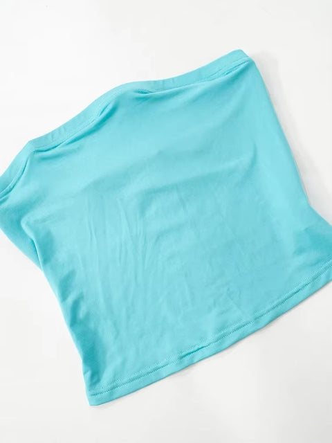 Sexy Elegant Strapless Shawl Vest Crop Top + Irregular Pleats Skirt 2 Piece Set CODE: KAR3687