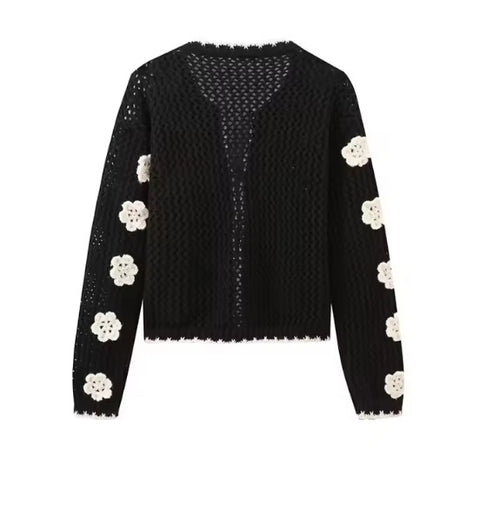 New hollow lace-up high-end autumn and winter style short cardigan CODE: KAR3694