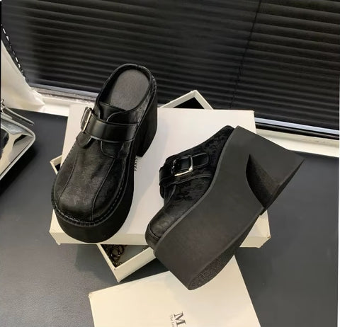 New Summer Close Toe Chunky Block High Heels Platform Sandals CODE: KAR3698