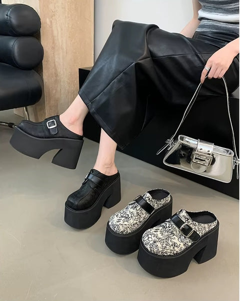 New Summer Close Toe Chunky Block High Heels Platform Sandals CODE: KAR3698