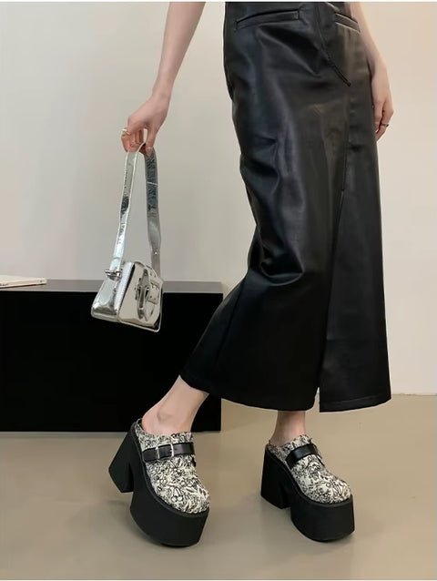New Summer Close Toe Chunky Block High Heels Platform Sandals CODE: KAR3698