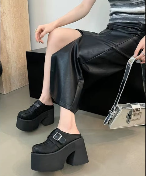 New Summer Close Toe Chunky Block High Heels Platform Sandals CODE: KAR3698