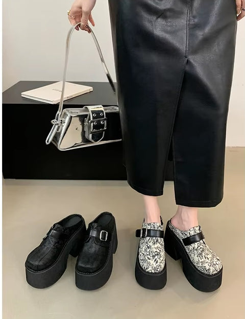 New Summer Close Toe Chunky Block High Heels Platform Sandals CODE: KAR3698