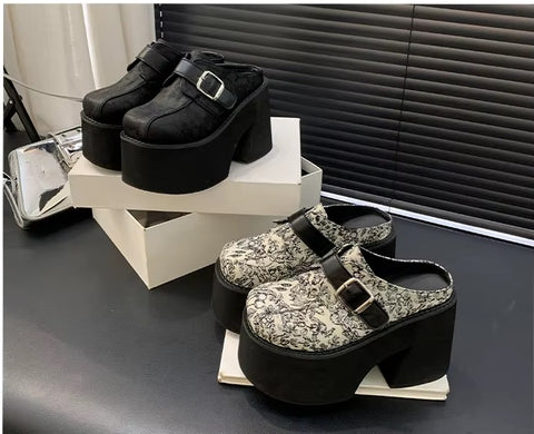 New Summer Close Toe Chunky Block High Heels Platform Sandals CODE: KAR3698