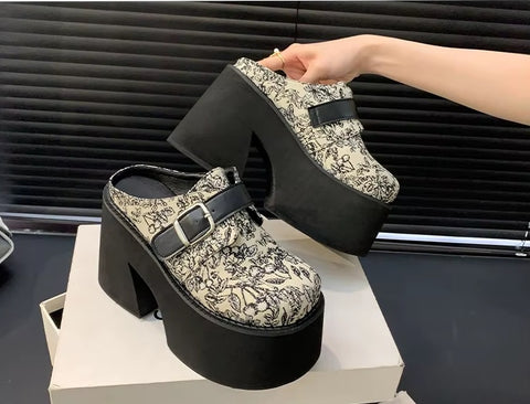 New Summer Close Toe Chunky Block High Heels Platform Sandals CODE: KAR3698