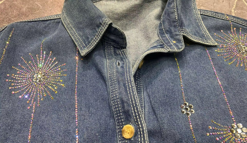 New Spring Autumn Bling bling Shiny Diamonds Hot Drilling Long Sleeve Loose Shirts CODE: KAR3712