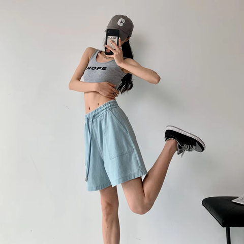 New Fashion Solid Casual High Waist Chic Popular Pockets Simple Summer A-line Soft Short CODE: KAR3713