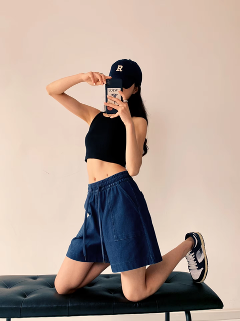 New Fashion Solid Casual High Waist Chic Popular Pockets Simple Summer A-line Soft Short CODE: KAR3713