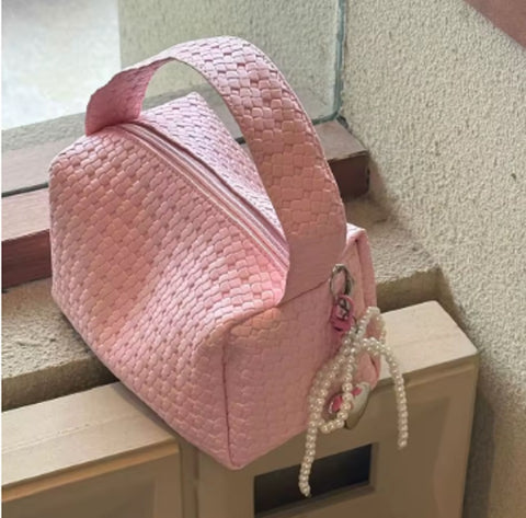 New Woven pattern Handheld makeup toiletry Cosmetics Storage Pouch bag CODE: KAR3754