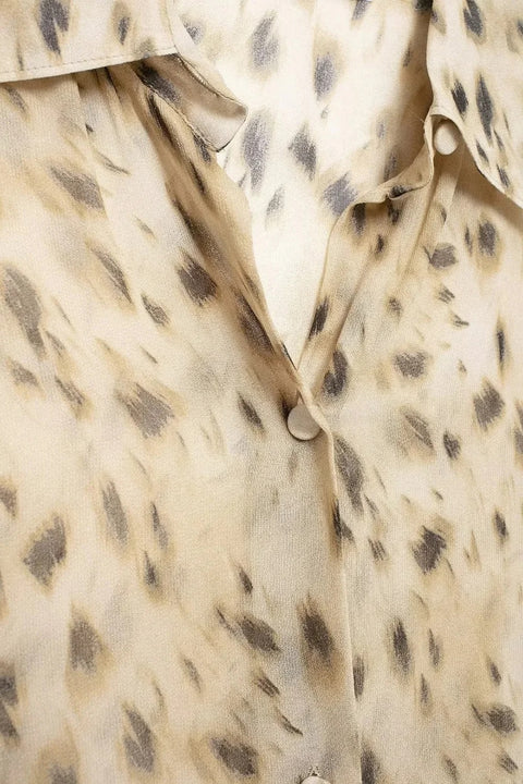 New Semi-sheer Lapel Single-breasted Shirt Split Design High-waisted Trousers Two-piece Set CODE: KAR3936