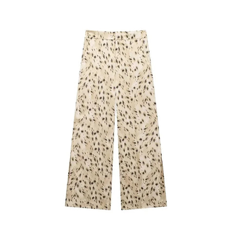 New Semi-sheer Lapel Single-breasted Shirt Split Design High-waisted Trousers Two-piece Set CODE: KAR3936