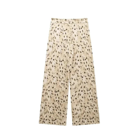 New Semi-sheer Lapel Single-breasted Shirt Split Design High-waisted Trousers Two-piece Set CODE: KAR3936