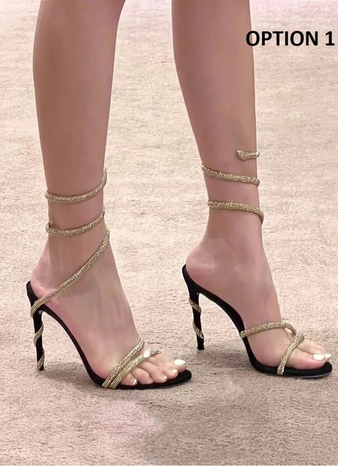 New Fashion style Luxury Crystal Snake Coiled Rhinestone Stiletto Heels CODE: KAR4092